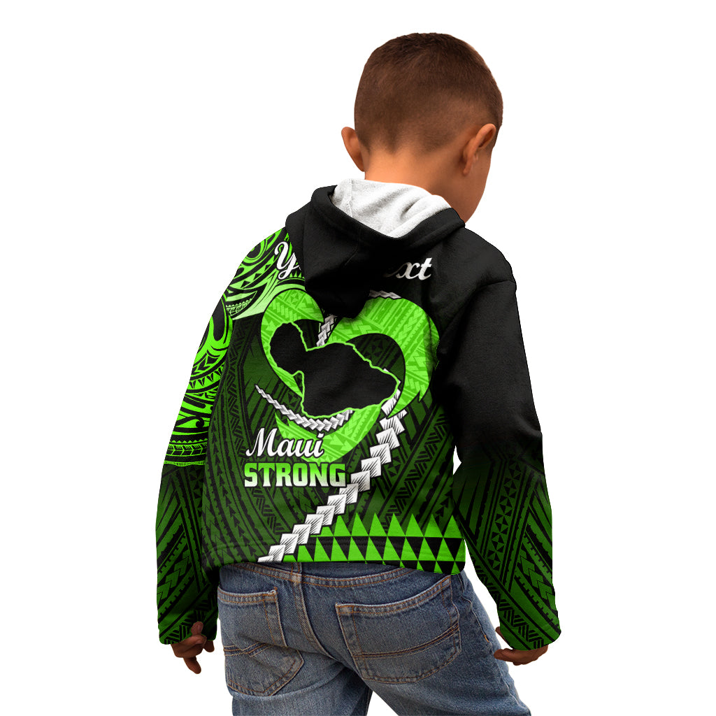 Personalised Hawaii Kid Hoodie Maui Be Strong Kakau Green Version LT01 - Polynesian Pride
