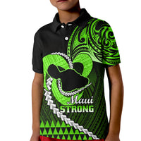 Personalised Hawaii Kid Polo Shirt Maui Be Strong Kakau Green Version LT01 Kid Green - Polynesian Pride