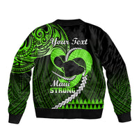 Personalised Hawaii Sleeve Zip Bomber Jacket Maui Be Strong Kakau Green Version LT01 - Polynesian Pride