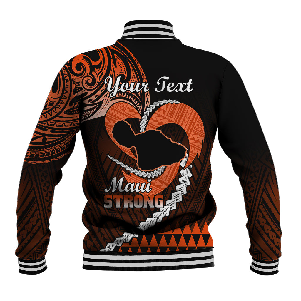 Personalised Hawaii Baseball Jacket Maui Be Strong Kakau Orange Version LT01 - Polynesian Pride