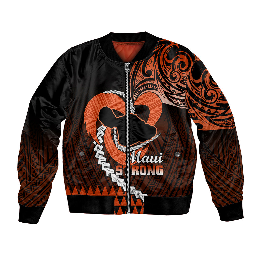 Personalised Hawaii Bomber Jacket Maui Be Strong Kakau Orange Version LT01 Unisex Orange - Polynesian Pride