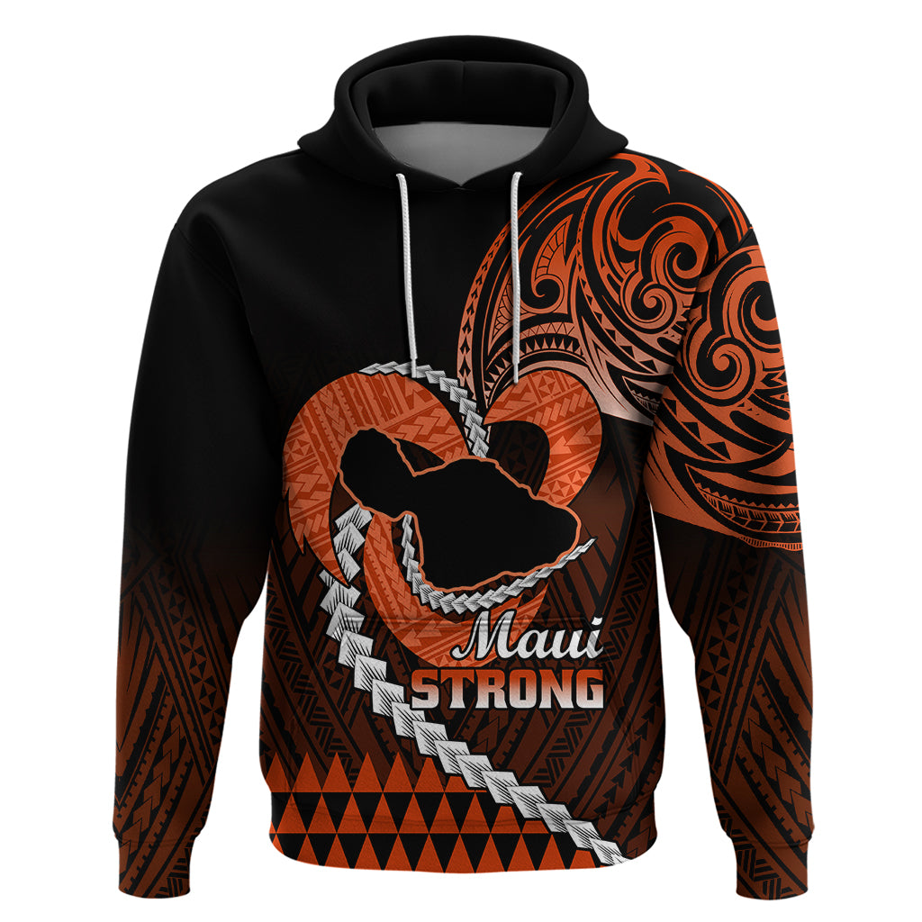 Personalised Hawaii Hoodie Maui Be Strong Kakau Orange Version LT01 Orange - Polynesian Pride