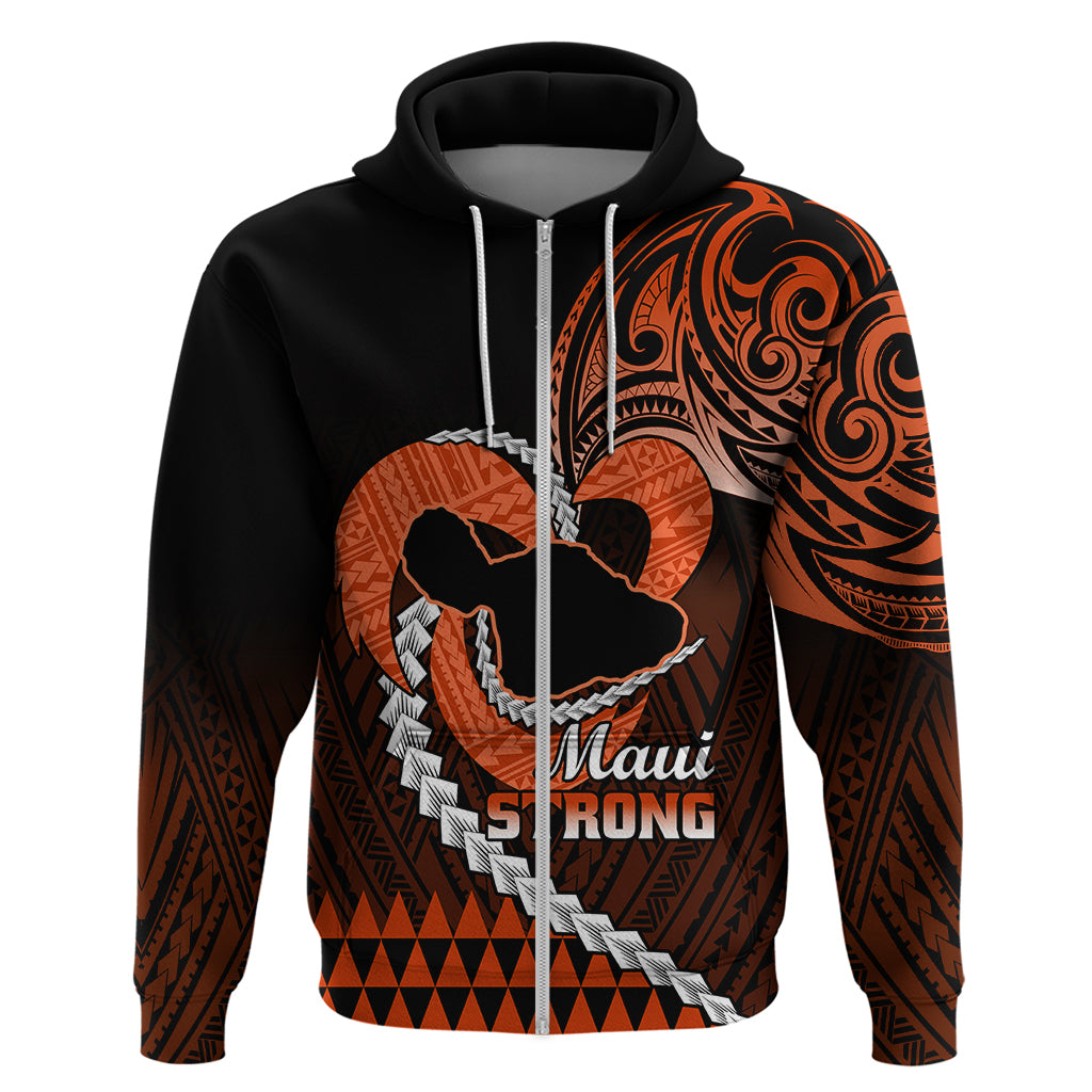 Personalised Hawaii Hoodie Maui Be Strong Kakau Orange Version LT01 - Polynesian Pride