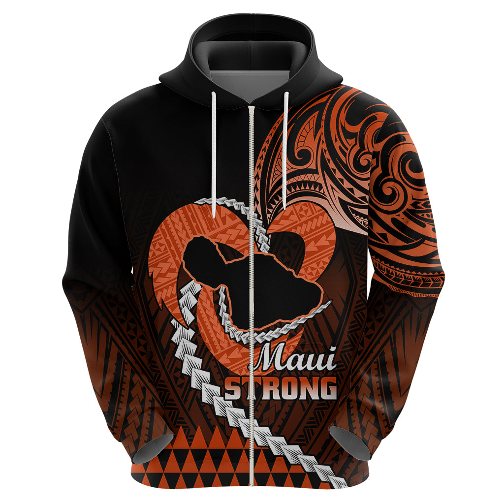 Personalised Hawaii Hoodie Maui Be Strong Kakau Orange Version LT01 - Polynesian Pride