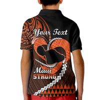Personalised Hawaii Kid Polo Shirt Maui Be Strong Kakau Orange Version LT01 - Polynesian Pride