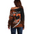 Personalised Hawaii Off Shoulder Sweater Maui Be Strong Kakau Orange Version LT01 - Polynesian Pride