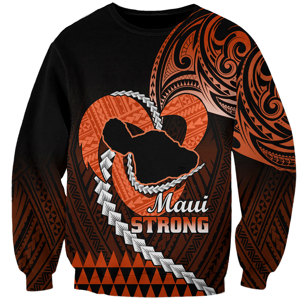Personalised Hawaii Sweatshirt Maui Be Strong Kakau Orange Version LT01 Unisex Orange - Polynesian Pride