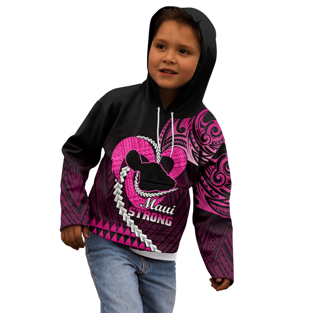 Personalised Hawaii Kid Hoodie Maui Be Strong Kakau Pink Version LT01 - Polynesian Pride