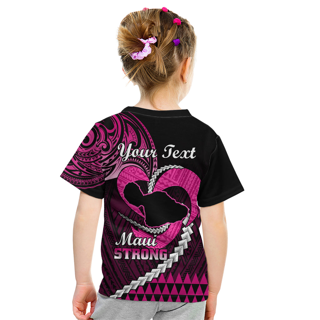 Personalised Hawaii Kid T Shirt Maui Be Strong Kakau Pink Version LT01 - Polynesian Pride