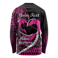 Personalised Hawaii Long Sleeve Shirt Maui Be Strong Kakau Pink Version LT01