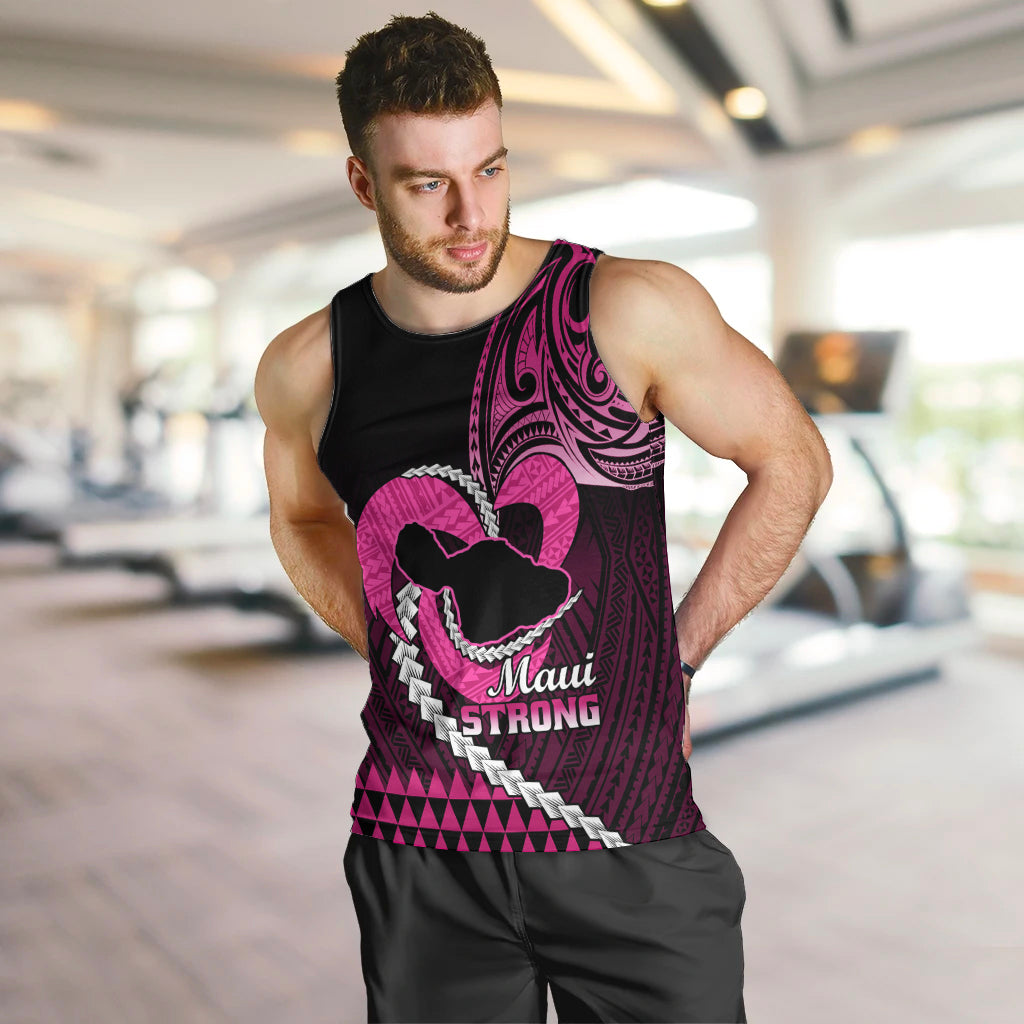 Personalised Hawaii Men Tank Top Maui Be Strong Kakau Pink Version LT01 - Polynesian Pride