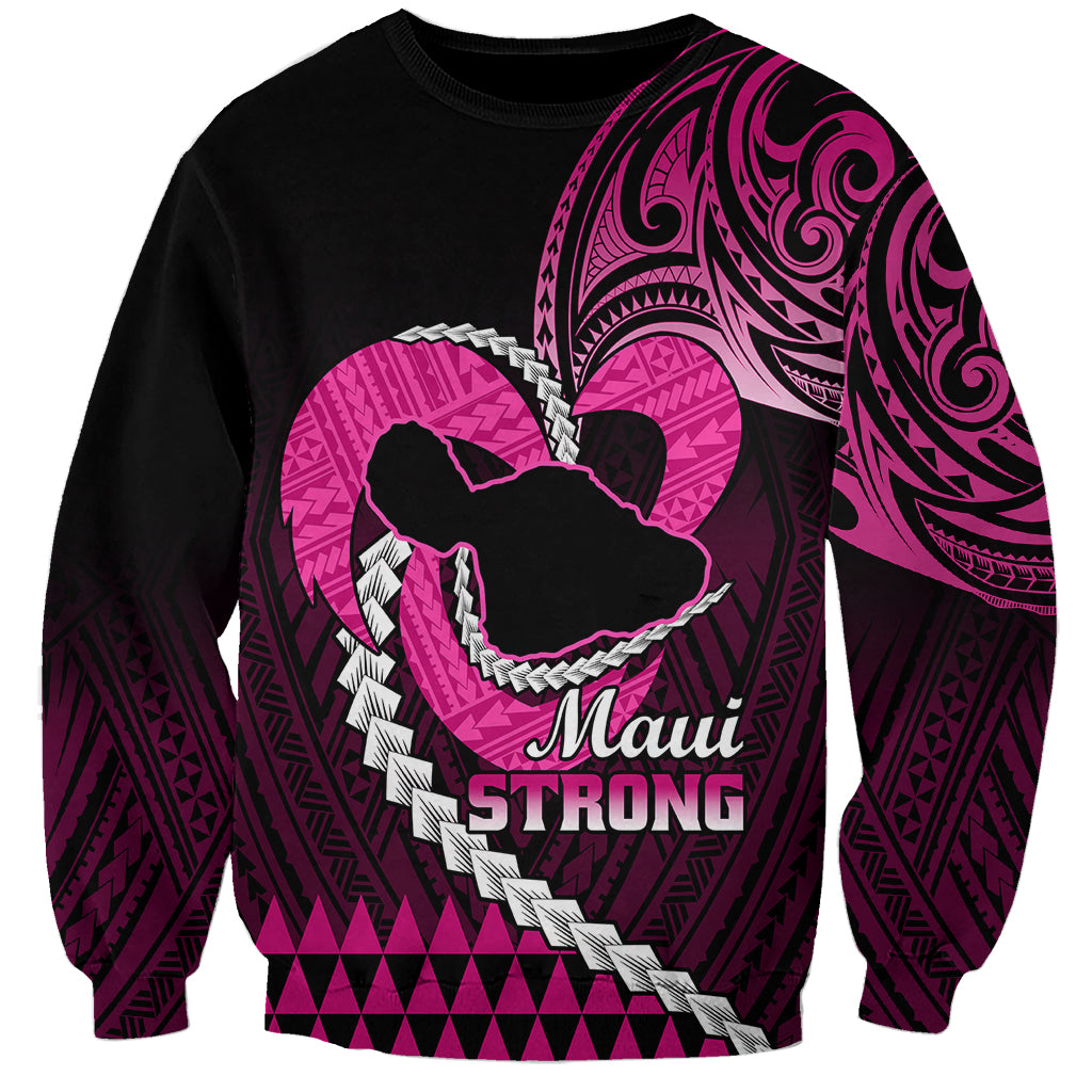 Personalised Hawaii Sweatshirt Maui Be Strong Kakau Pink Version LT01 Unisex Pink - Polynesian Pride