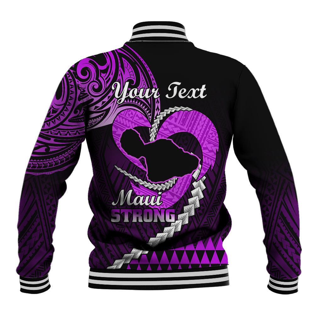 Personalised Hawaii Baseball Jacket Maui Be Strong Kakau Purple Version LT01 - Polynesian Pride