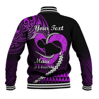 Personalised Hawaii Baseball Jacket Maui Be Strong Kakau Purple Version LT01 - Polynesian Pride
