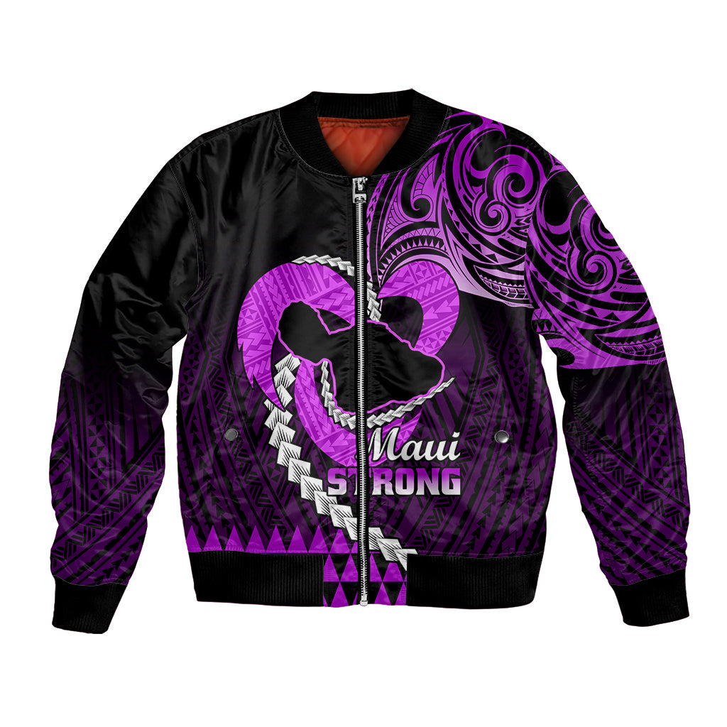 Personalised Hawaii Bomber Jacket Maui Be Strong Kakau Purple Version LT01 Unisex Purple - Polynesian Pride