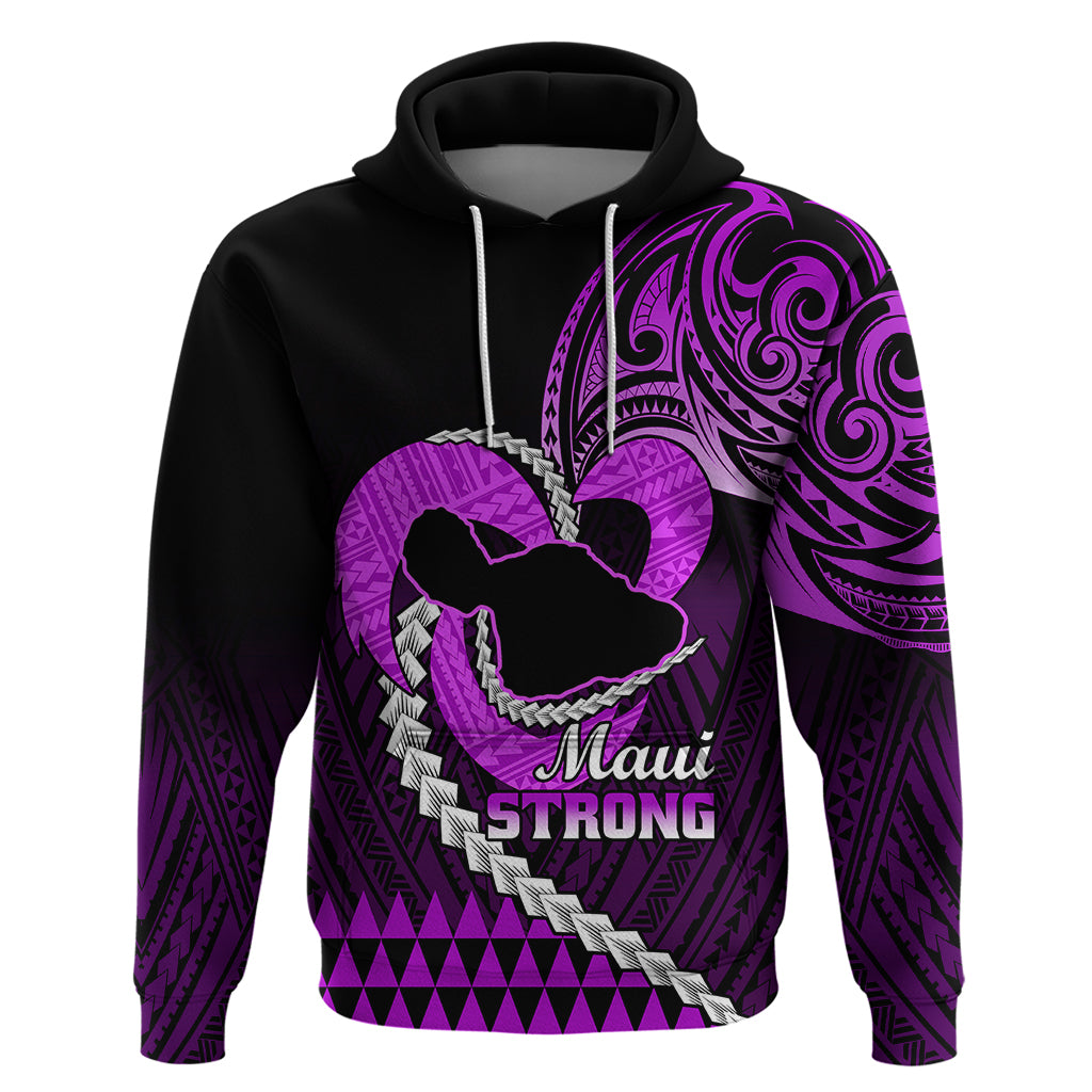 Personalised Hawaii Hoodie Maui Be Strong Kakau Purple Version LT01 Purple - Polynesian Pride