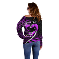 Personalised Hawaii Off Shoulder Sweater Maui Be Strong Kakau Purple Version LT01 - Polynesian Pride