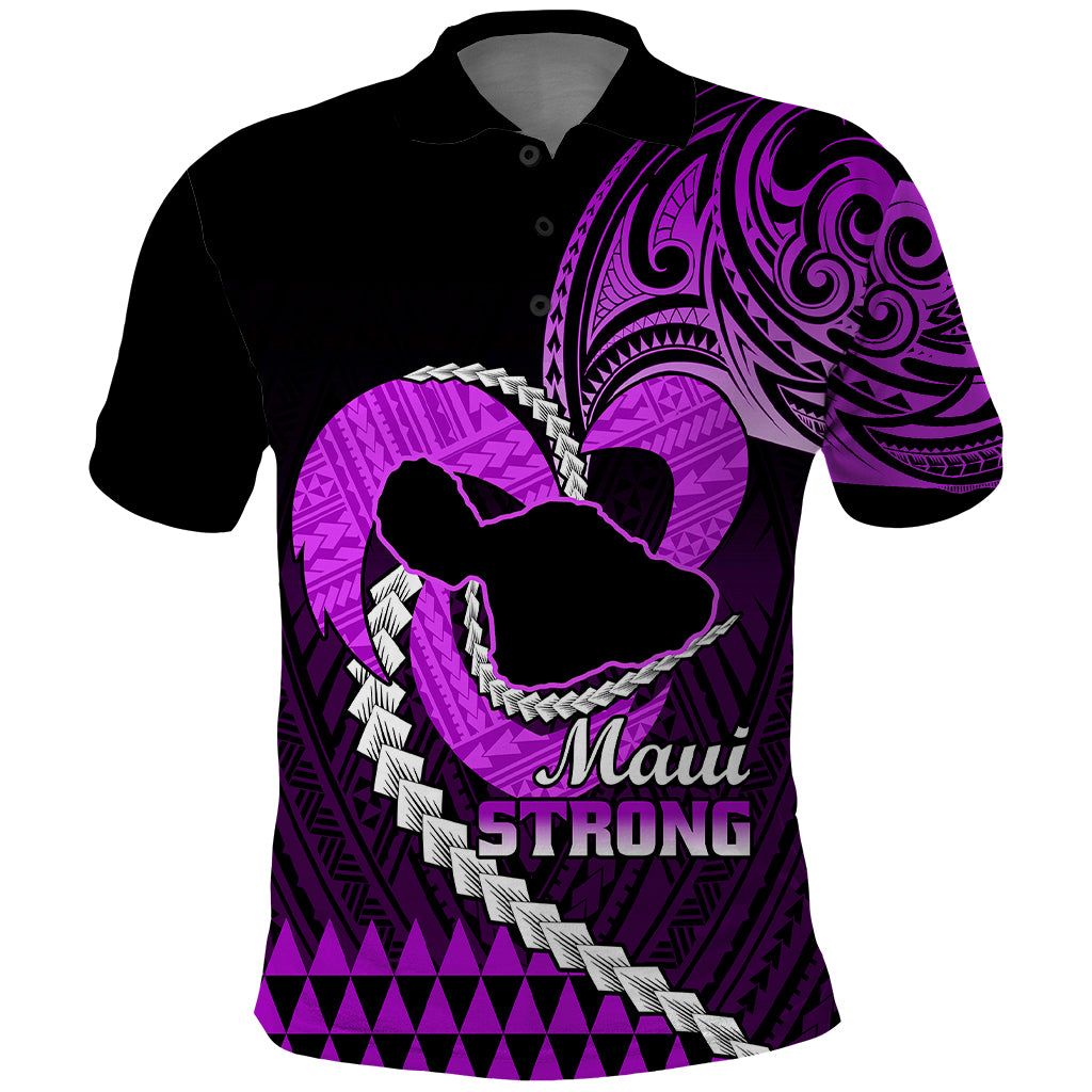 Personalised Hawaii Polo Shirt Maui Be Strong Kakau Purple Version LT01 Purple - Polynesian Pride