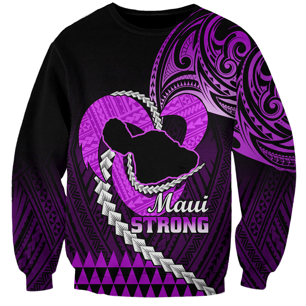 Personalised Hawaii Sweatshirt Maui Be Strong Kakau Purple Version LT01 Unisex Purple - Polynesian Pride