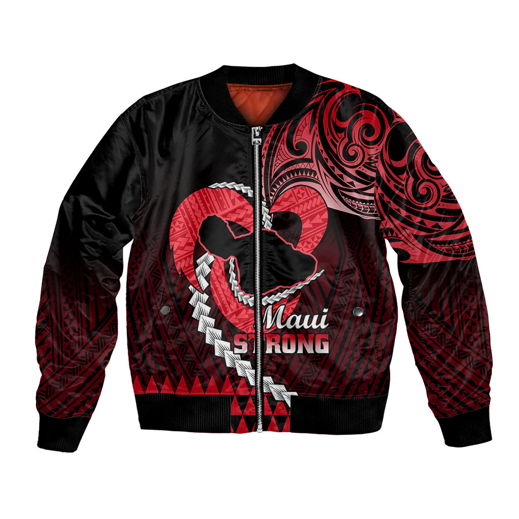 Personalised Hawaii Bomber Jacket Maui Be Strong Kakau Red Version LT01 Unisex Red - Polynesian Pride