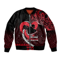 Personalised Hawaii Bomber Jacket Maui Be Strong Kakau Red Version LT01 Unisex Red - Polynesian Pride