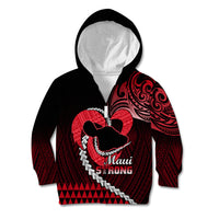 Personalised Hawaii Kid Hoodie Maui Be Strong Kakau Red Version LT01 Zip Hoodie Red - Polynesian Pride
