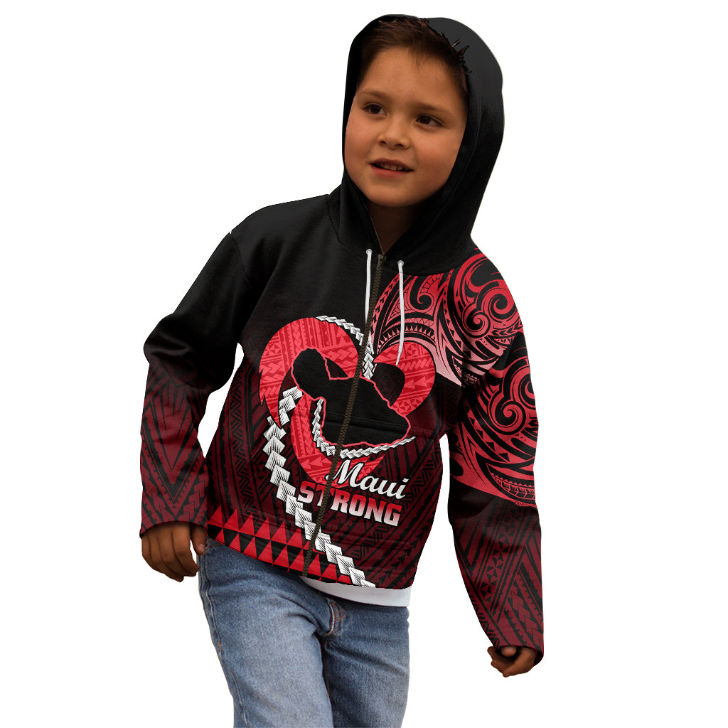 Personalised Hawaii Kid Hoodie Maui Be Strong Kakau Red Version LT01 - Polynesian Pride