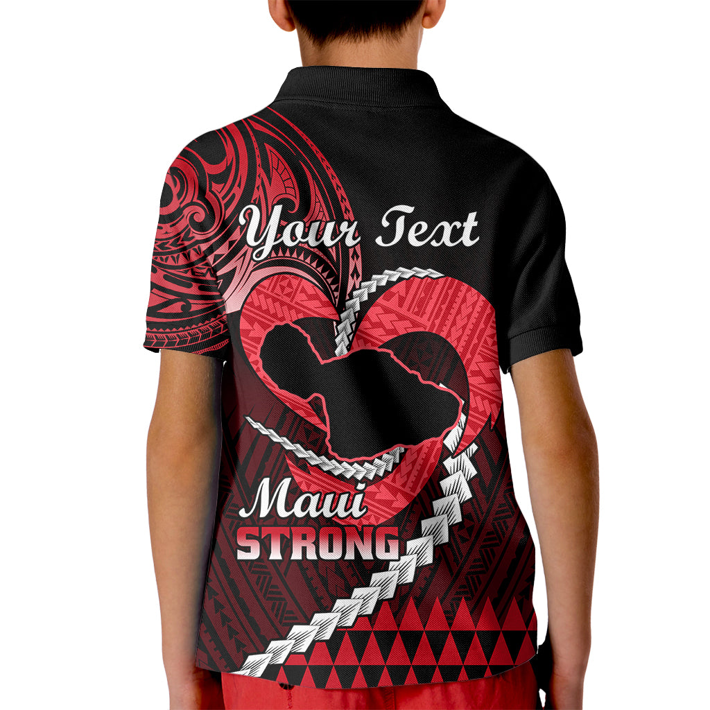 Personalised Hawaii Kid Polo Shirt Maui Be Strong Kakau Red Version LT01 - Polynesian Pride