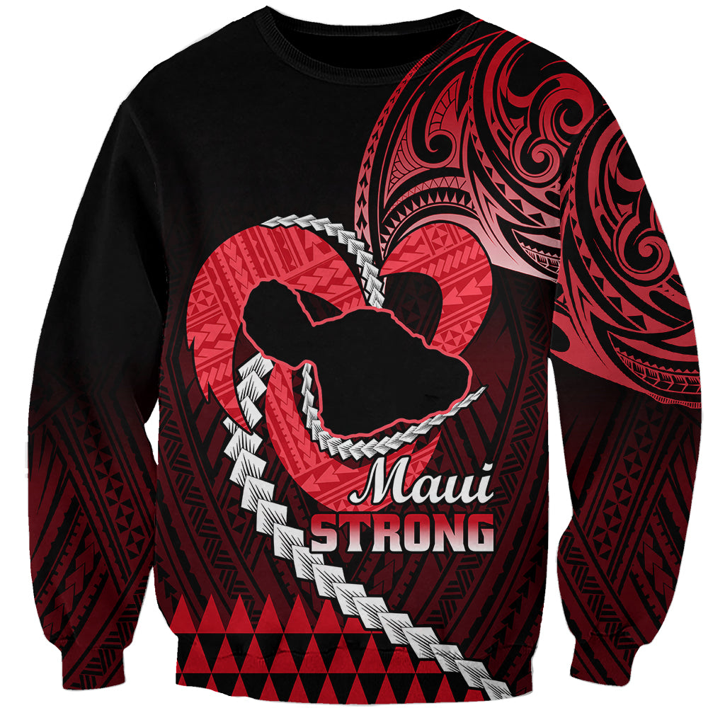 Personalised Hawaii Sweatshirt Maui Be Strong Kakau Red Version LT01 Unisex Red - Polynesian Pride