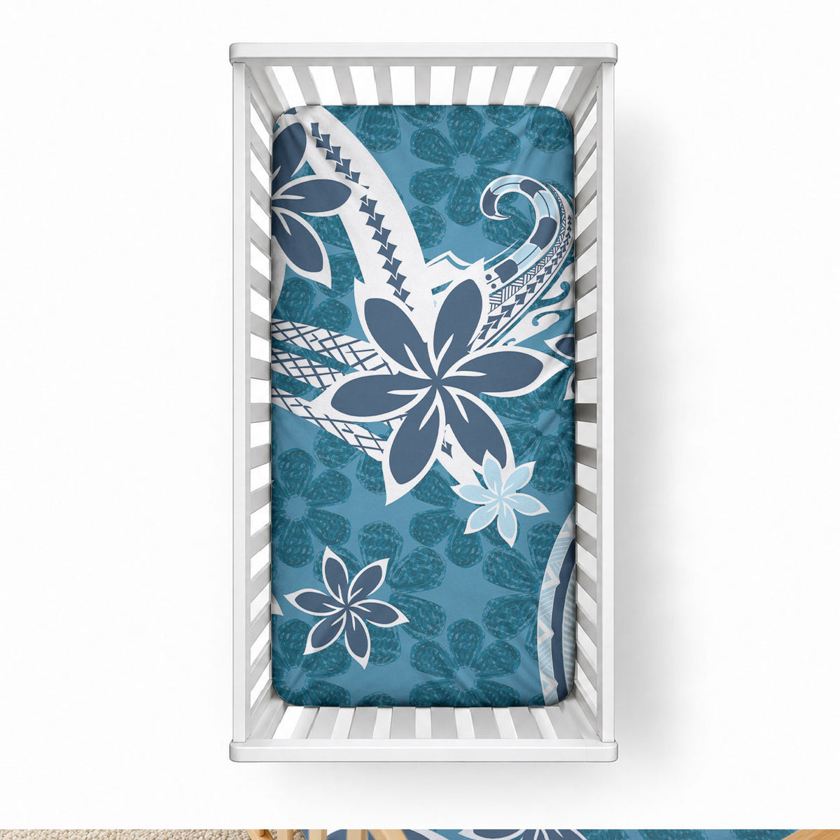 Hawaii Pupuala Plumeria Blue Baby Bed Cover Polynesian Pattern LT01 28 × 52 in Blue - Polynesian Pride