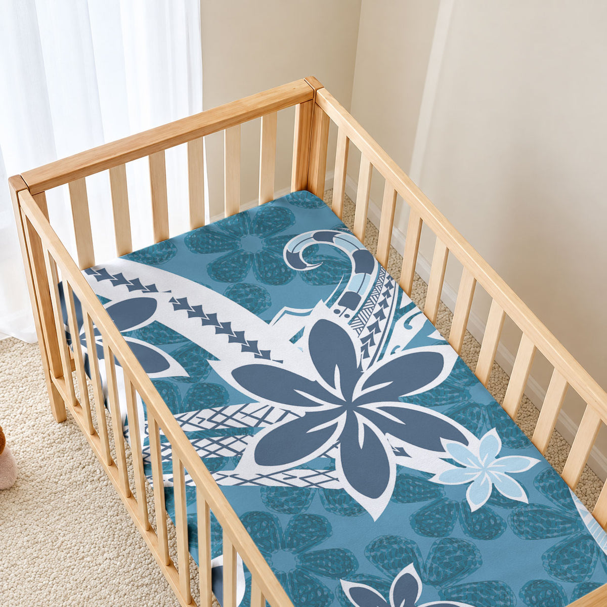 Hawaii Pupuala Plumeria Blue Baby Bed Cover Polynesian Pattern LT01 - Polynesian Pride