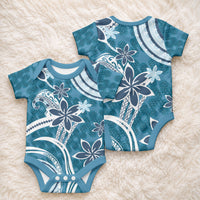 Hawaii Pupuala Plumeria Blue Baby Onesie Polynesian Pattern LT01 - Polynesian Pride