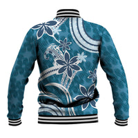 Hawaii Pupuala Plumeria Blue Baseball Jacket Polynesian Pattern LT01 - Polynesian Pride