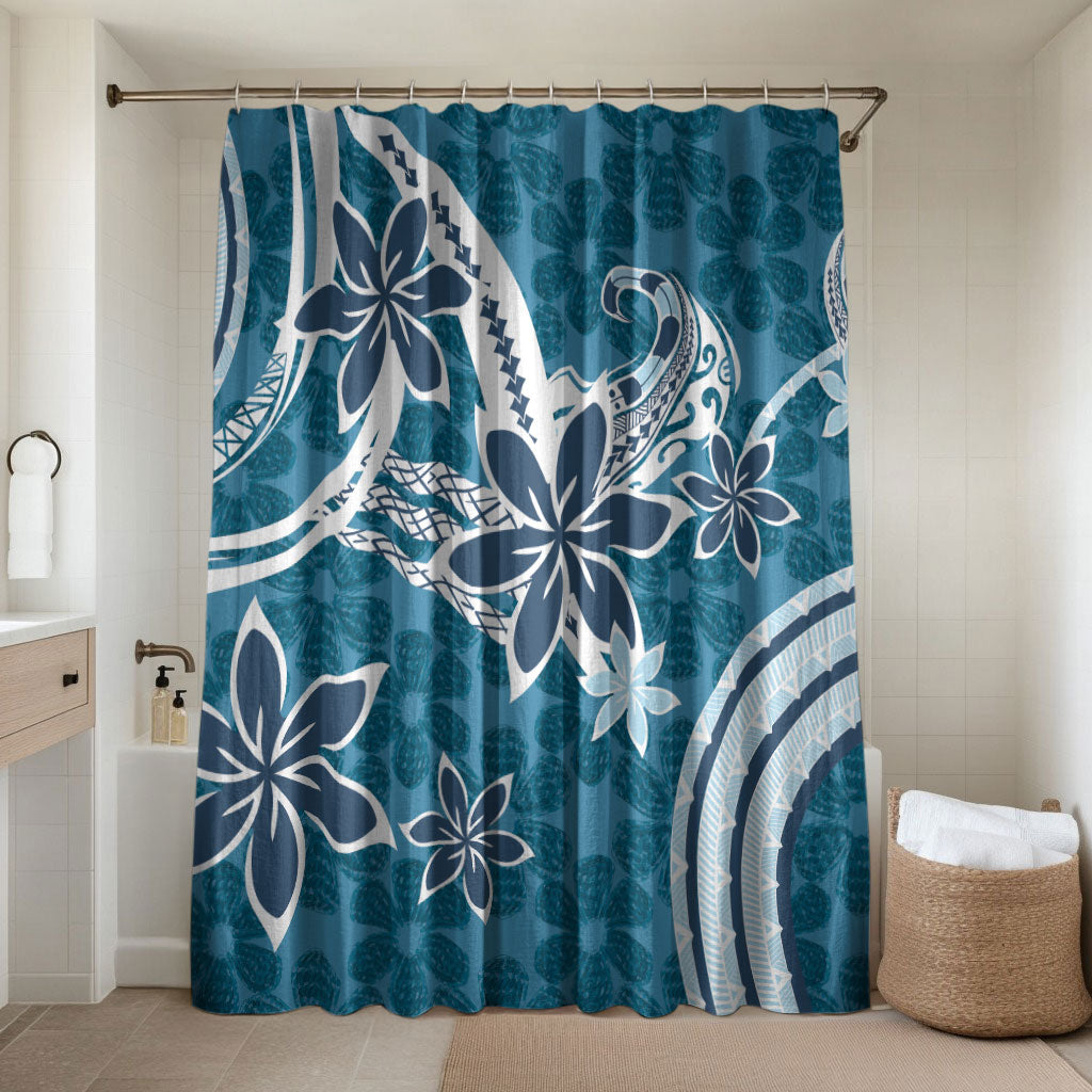 Hawaii Pupuala Plumeria Blue Bathroom Set Polynesian Pattern LT01 Shower Curtain Only Blue - Polynesian Pride