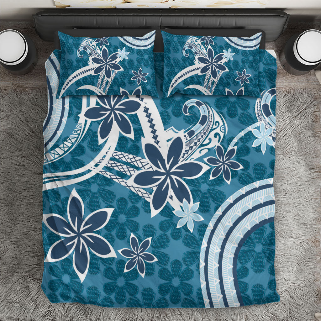 Hawaii Pupuala Plumeria Blue Bedding Set Polynesian Pattern LT01 Blue - Polynesian Pride