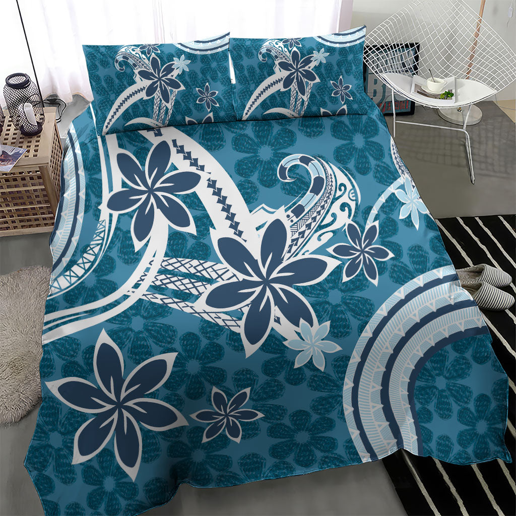 Hawaii Pupuala Plumeria Blue Bedding Set Polynesian Pattern LT01 - Polynesian Pride