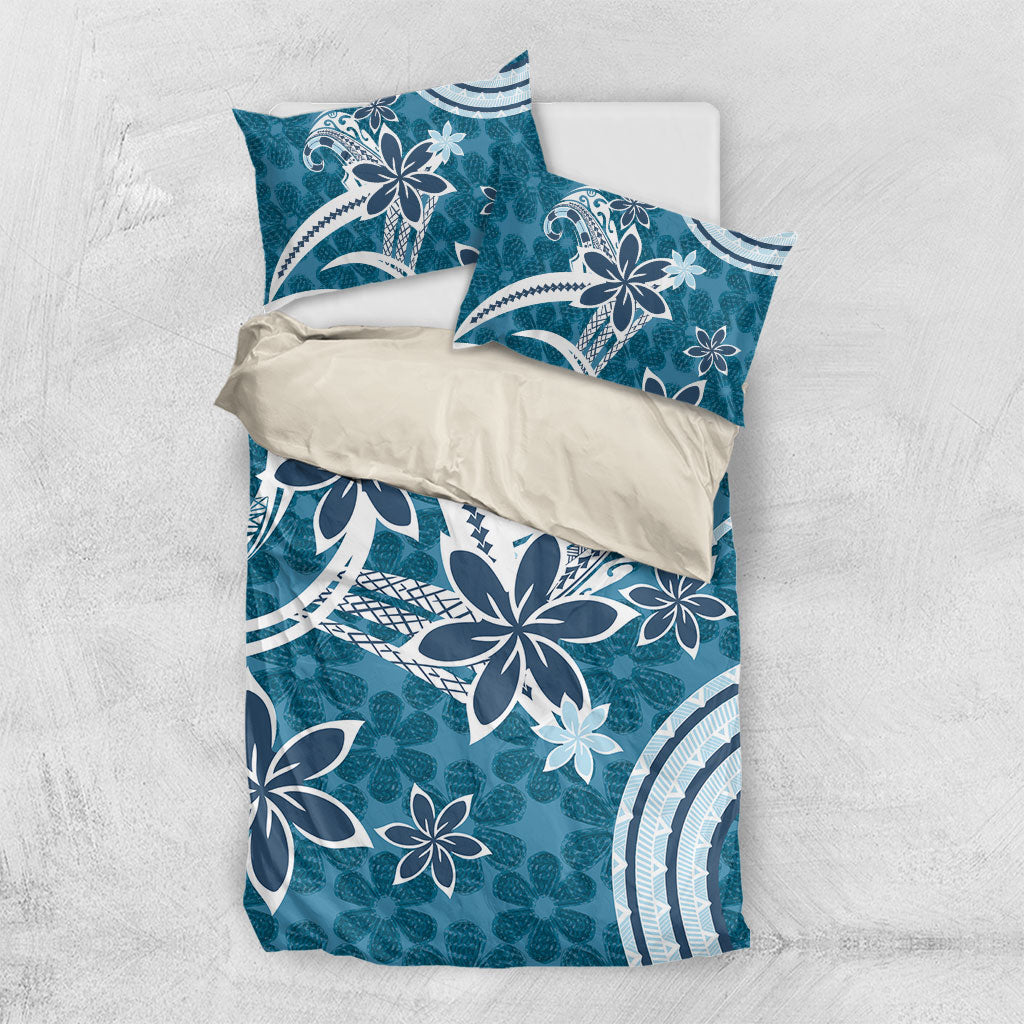 Hawaii Pupuala Plumeria Blue Bedding Set Polynesian Pattern LT01 US Twin 172cm x 218cm Blue - Polynesian Pride