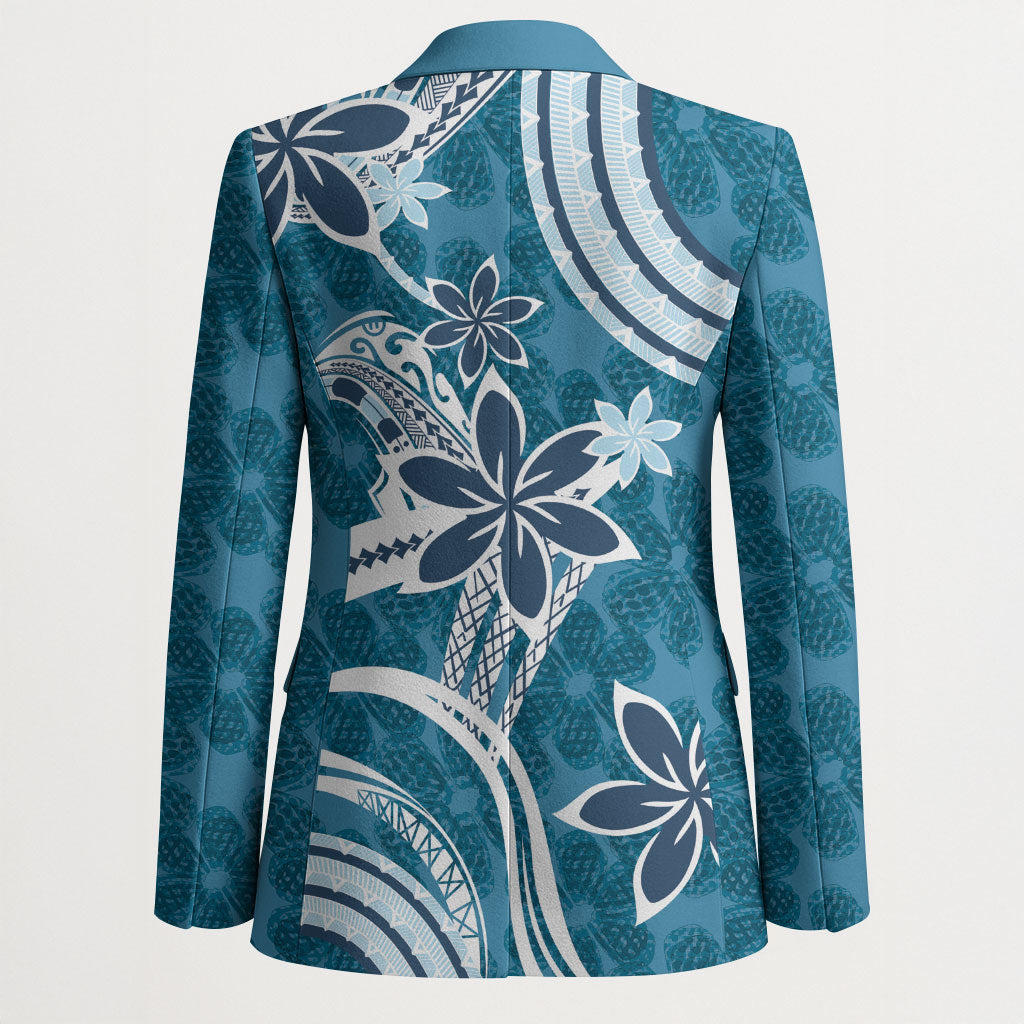 Hawaii Pupuala Plumeria Blue Blazer Polynesian Pattern LT01 - Polynesian Pride