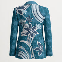 Hawaii Pupuala Plumeria Blue Blazer Polynesian Pattern LT01 - Polynesian Pride