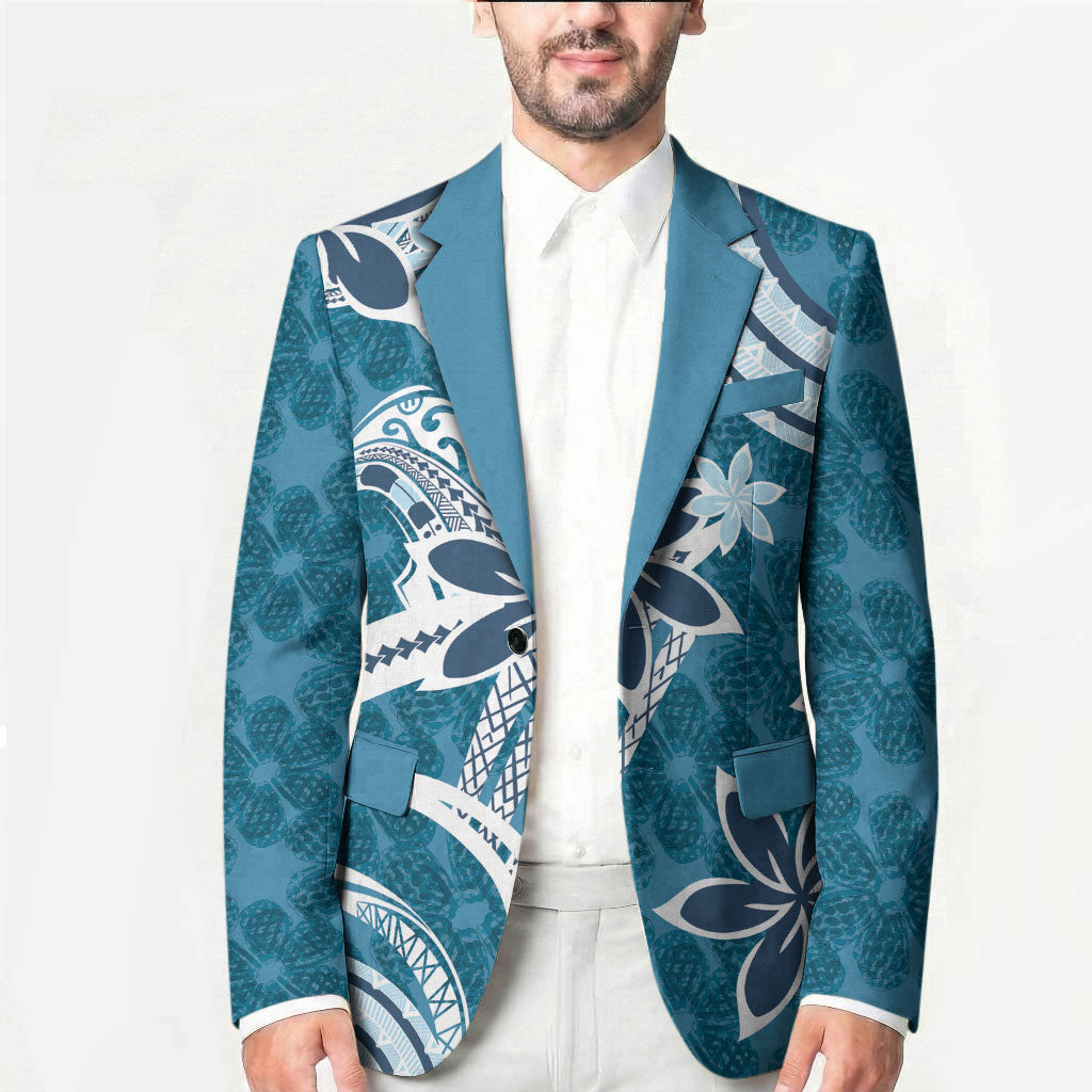 Hawaii Pupuala Plumeria Blue Blazer Polynesian Pattern LT01 - Polynesian Pride