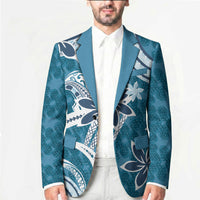 Hawaii Pupuala Plumeria Blue Blazer Polynesian Pattern LT01 - Polynesian Pride