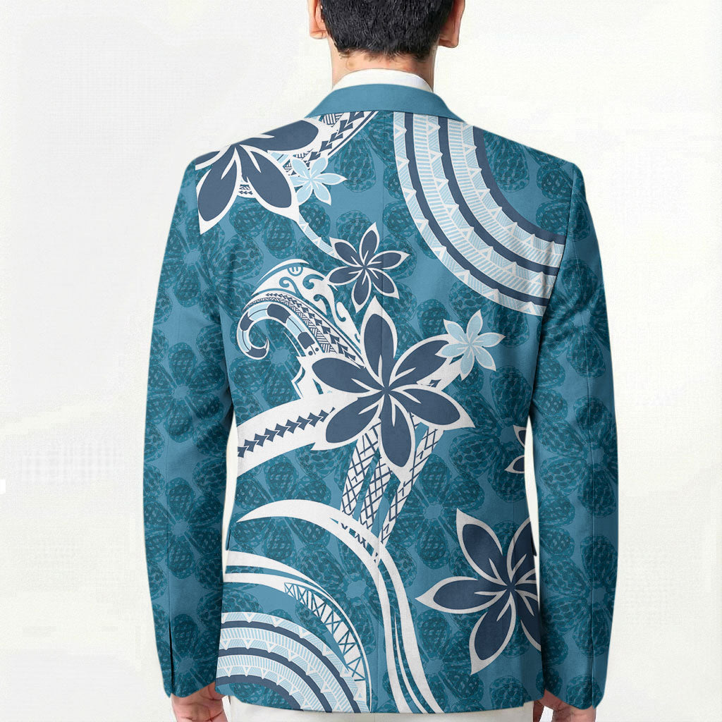 Hawaii Pupuala Plumeria Blue Blazer Polynesian Pattern LT01 - Polynesian Pride