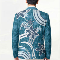 Hawaii Pupuala Plumeria Blue Blazer Polynesian Pattern LT01 - Polynesian Pride