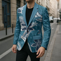 Hawaii Pupuala Plumeria Blue Blazer Polynesian Pattern LT01 - Polynesian Pride