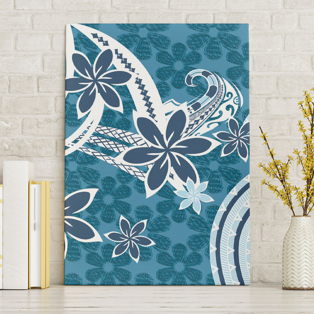 Hawaii Pupuala Plumeria Blue Canvas Wall Art Polynesian Pattern LT01 Without Frame Blue - Polynesian Pride