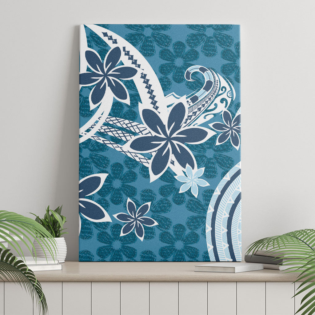 Hawaii Pupuala Plumeria Blue Canvas Wall Art Polynesian Pattern LT01 - Polynesian Pride