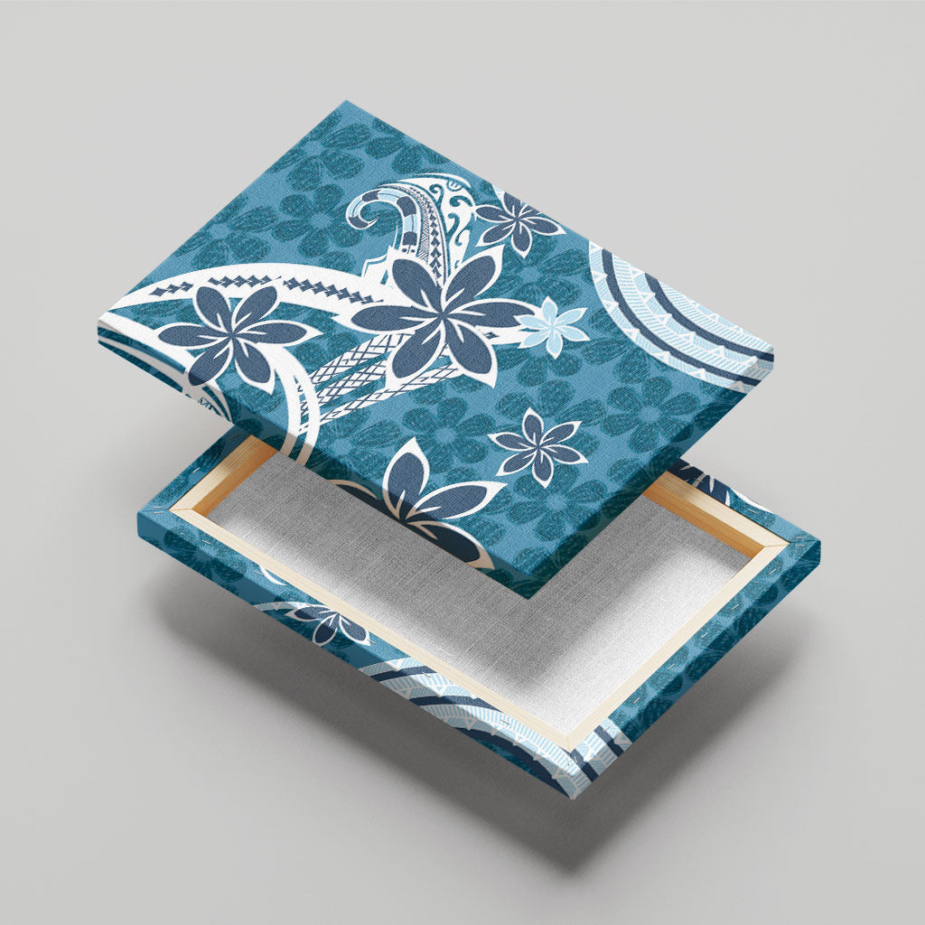 Hawaii Pupuala Plumeria Blue Canvas Wall Art Polynesian Pattern LT01 - Polynesian Pride