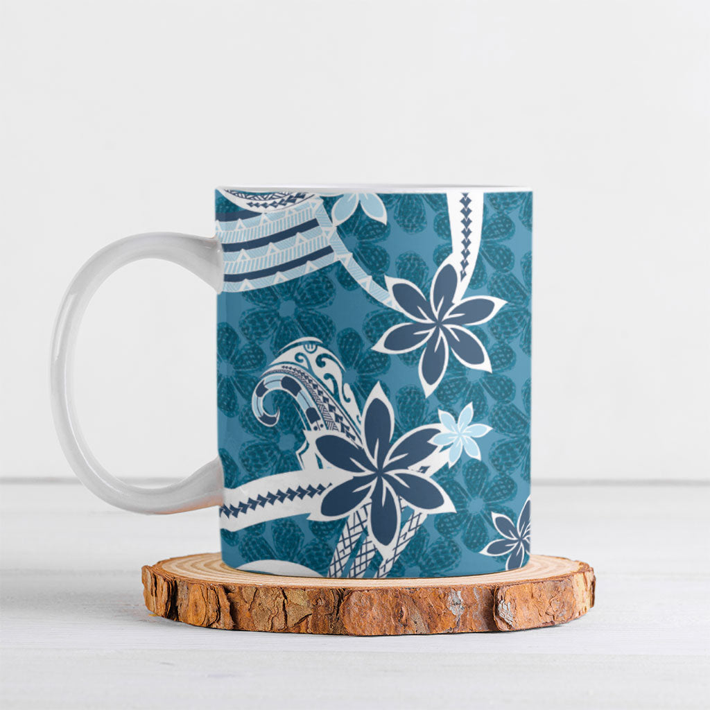 Hawaii Pupuala Plumeria Blue Ceramic Mug Polynesian Pattern LT01 Blue - Polynesian Pride