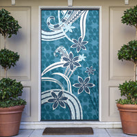 Hawaii Pupuala Plumeria Blue Door Cover Polynesian Pattern LT01 Blue - Polynesian Pride