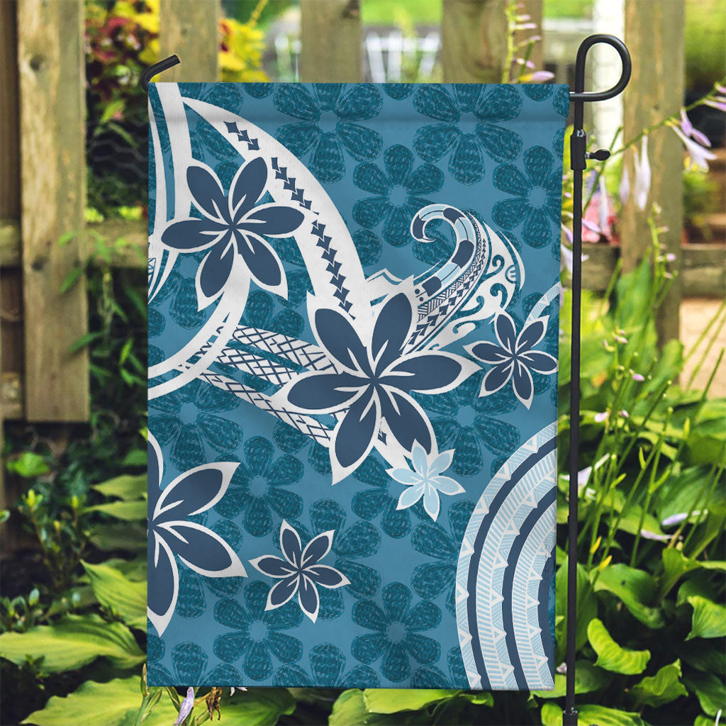 Hawaii Pupuala Plumeria Blue Garden Flag Polynesian Pattern LT01 Garden Flag Blue - Polynesian Pride